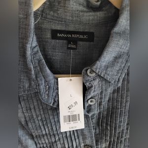 Denim tuxedo button down shirt